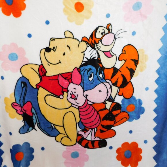 VTG Winnie the Pooh Friends Eeyore Piglet Tigger Fleece Blanket Large 41" x 50" - Picture 4 of 7
